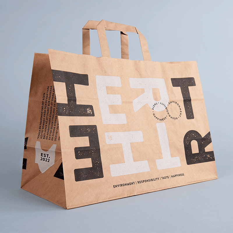 Papperskassar med tryck, platta handtag