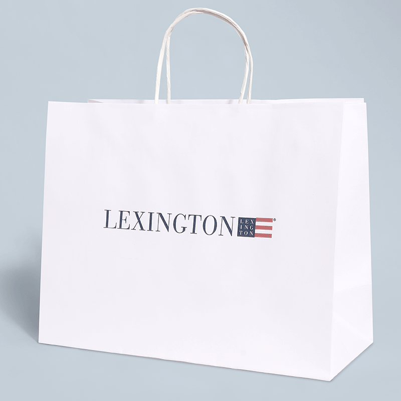 Papperskassar med eget tryck, tvinnade handtag