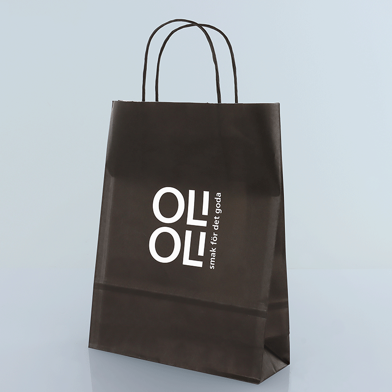 Papperskassar med eget tryck, tvinnade handtag