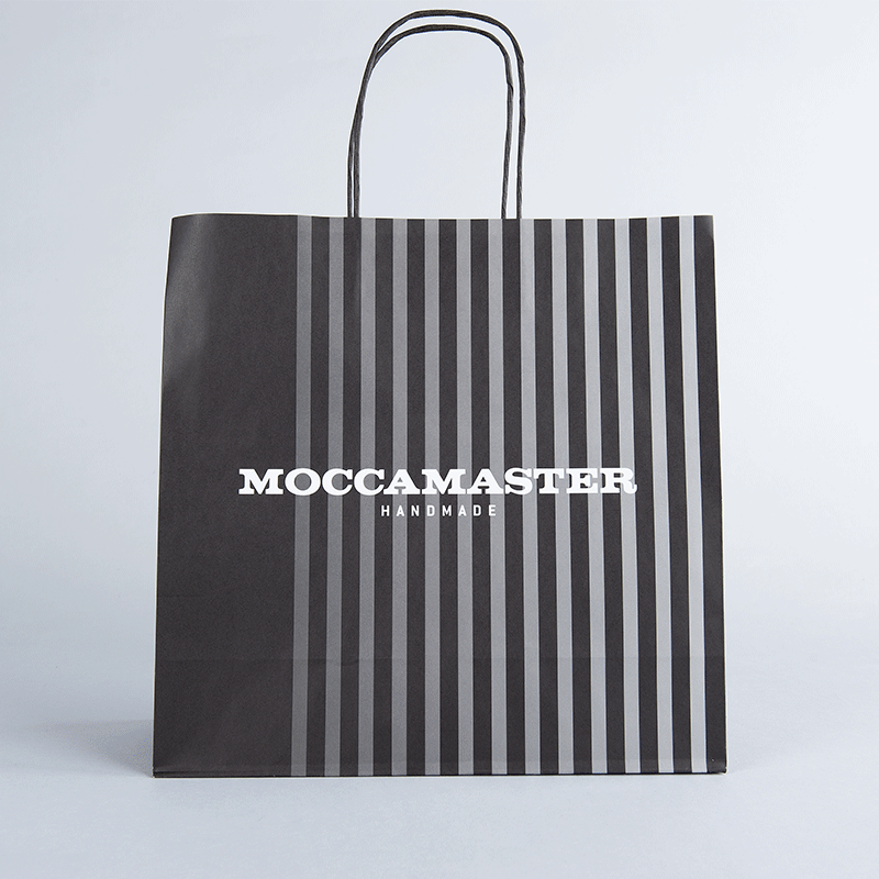 Papperskassar med eget tryck, tvinnade handtag