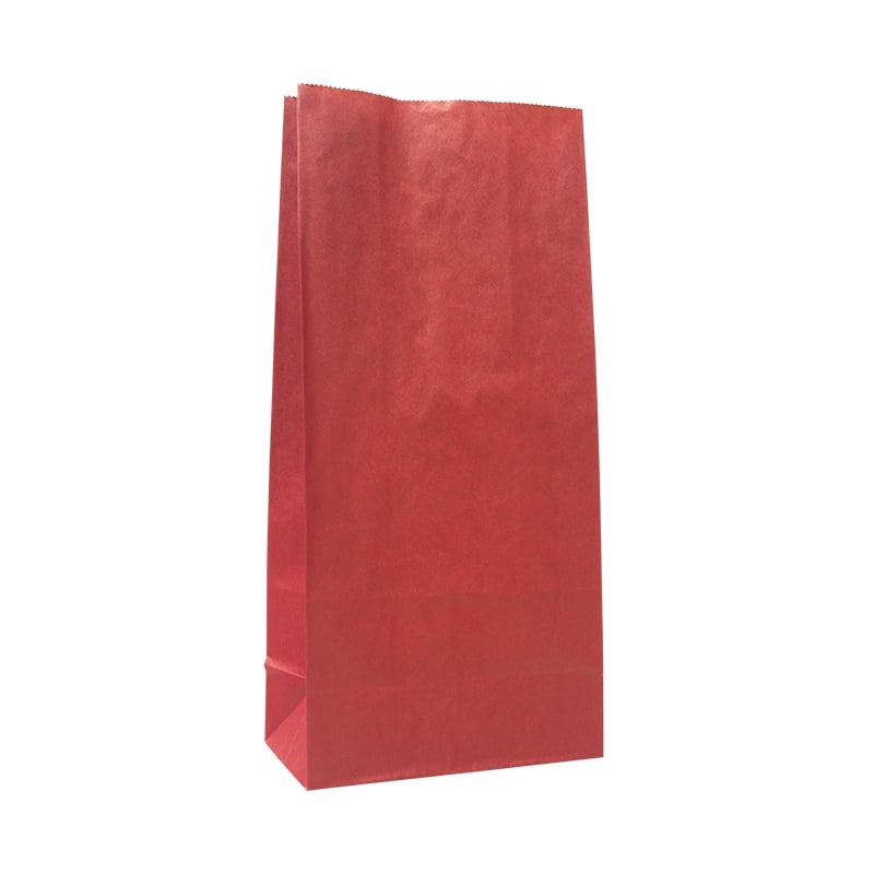 Papperspåse Röd med fyrkantsbotten - 1