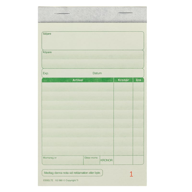 Blankett kassanotor A6 - 1