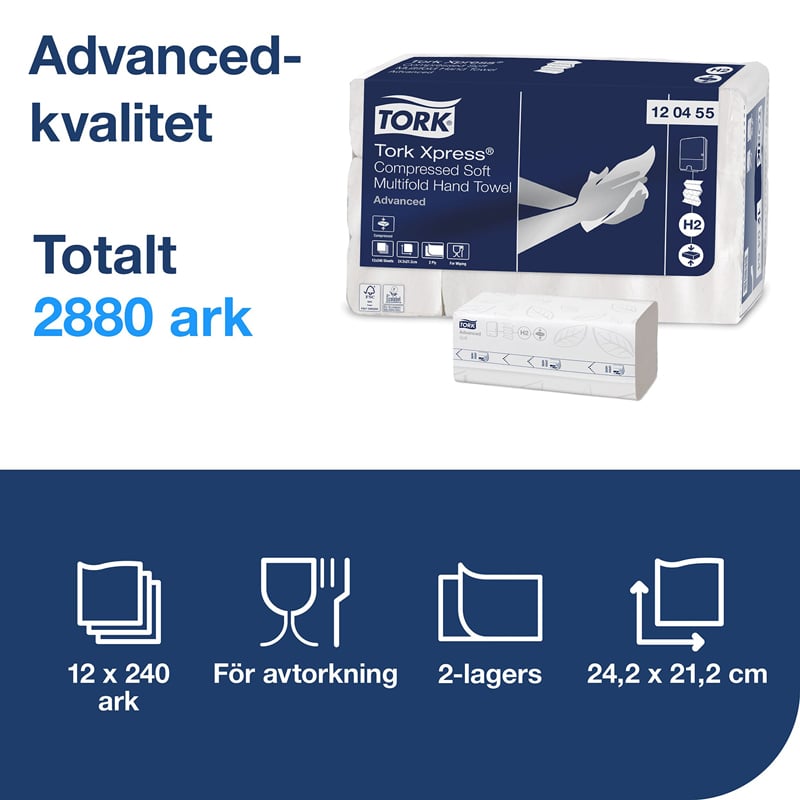 Tork Xpress Komprimerad Mjuk Multifold Handduk, H2 - 2