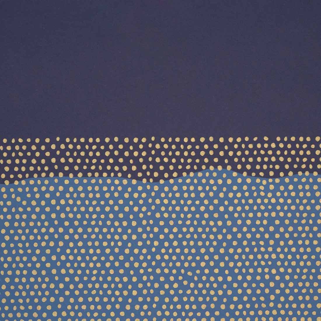 Presentpapper Half Dots Blue/Gold