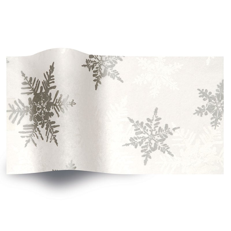 Silkespapper Pearl/Silver snöflingor - 1