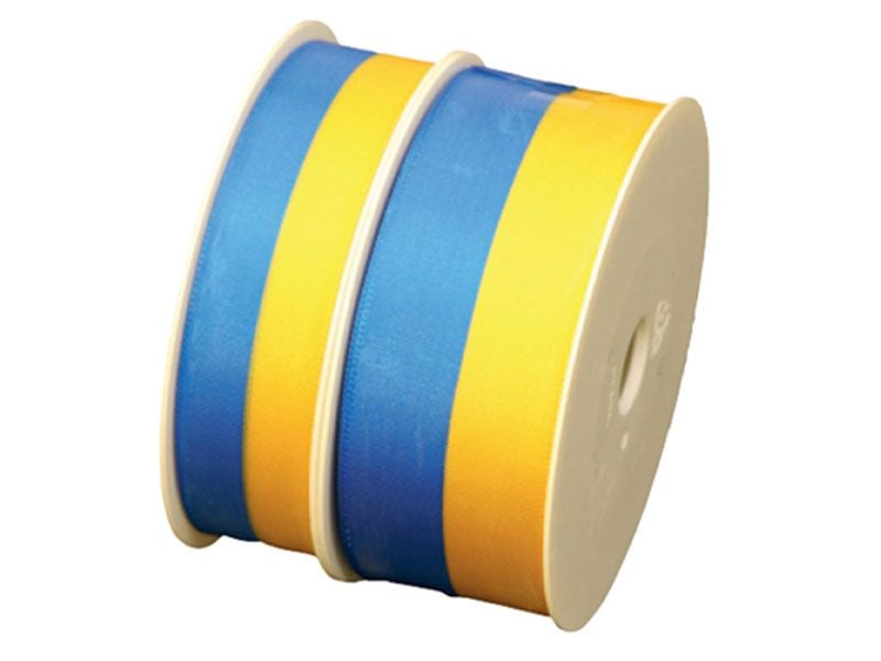 Presentband satin blå/gul - 3