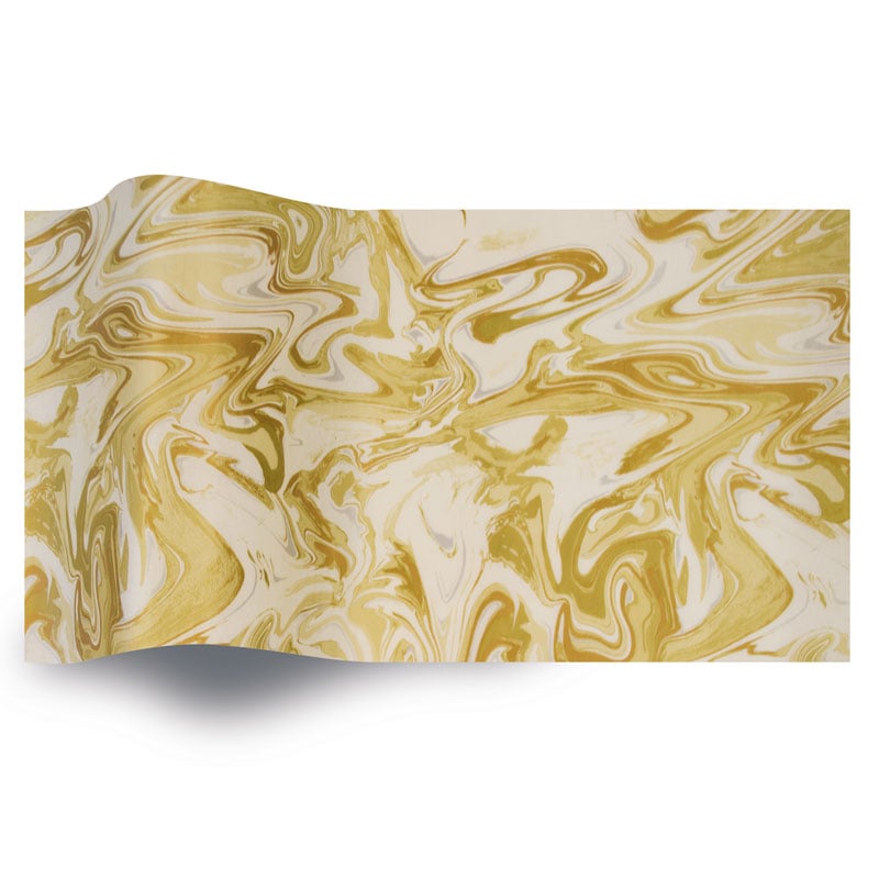 Silkespapper Gold Marble on Ivory - 1