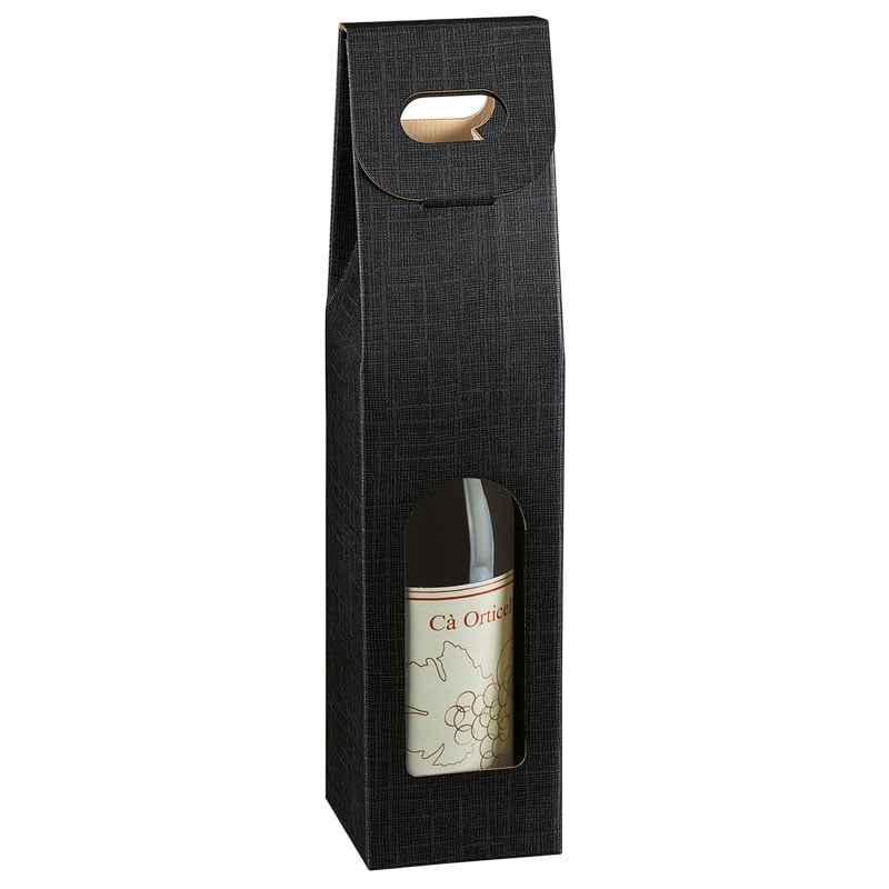 Flasklåda linnepräglad svart - 3