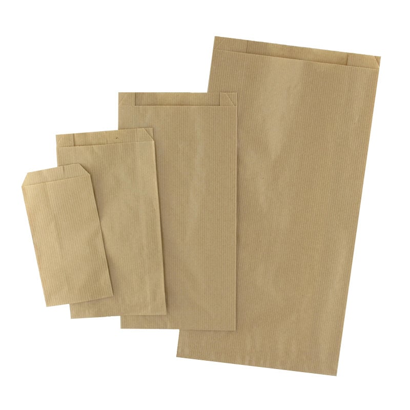 Ribbad plan papperspåse brun - 1