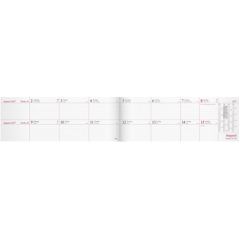 Tvåveckors Plankalender 2027 - 2