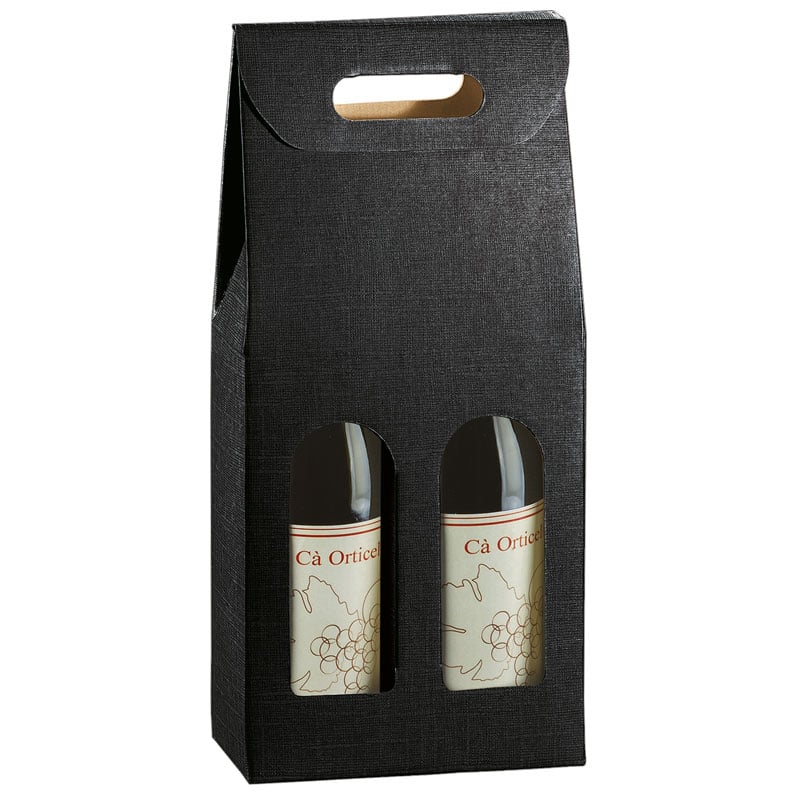 Flasklåda linnepräglad svart - 1