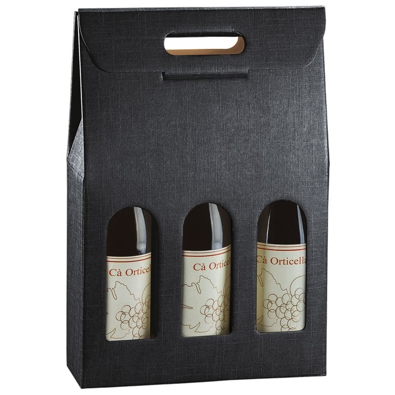 Flasklåda linnepräglad svart - 4