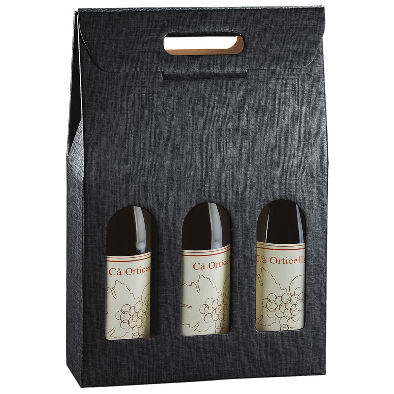 Flasklåda linnepräglad svart - 4