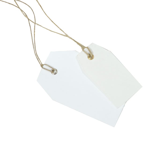 Hängetikett med hampsnöre vit - 1