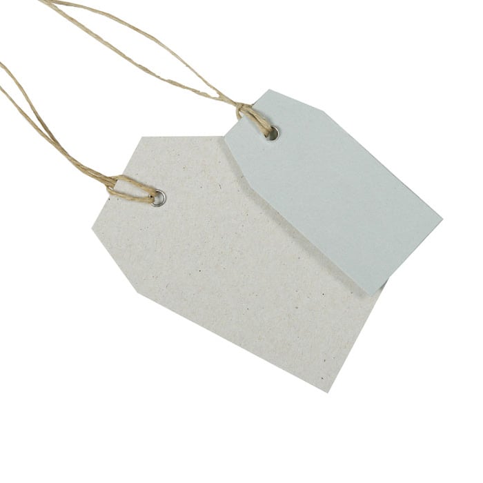 Hängetikett med hampsnöre oblekt grå - 3