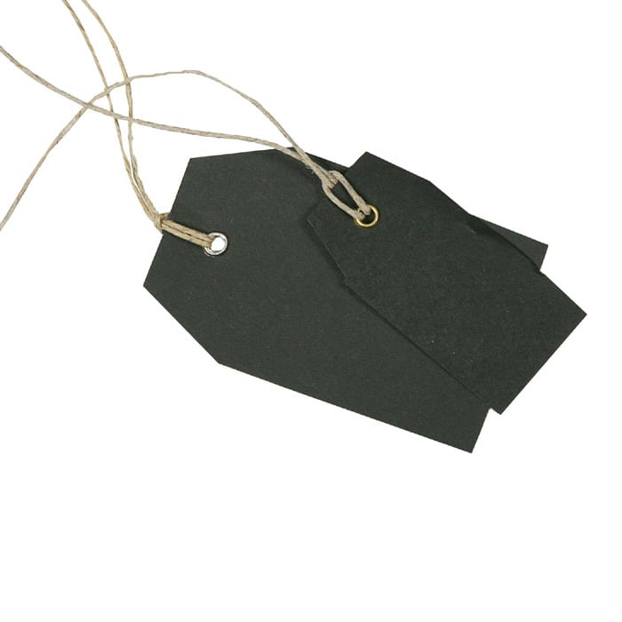 Hängetikett med hampsnöre svart - 1