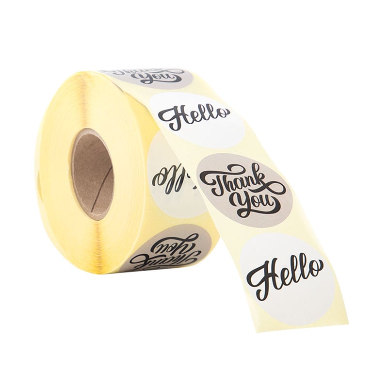 Etikett Venice Black "Thank you/hello" Ø49 1000st - 1
