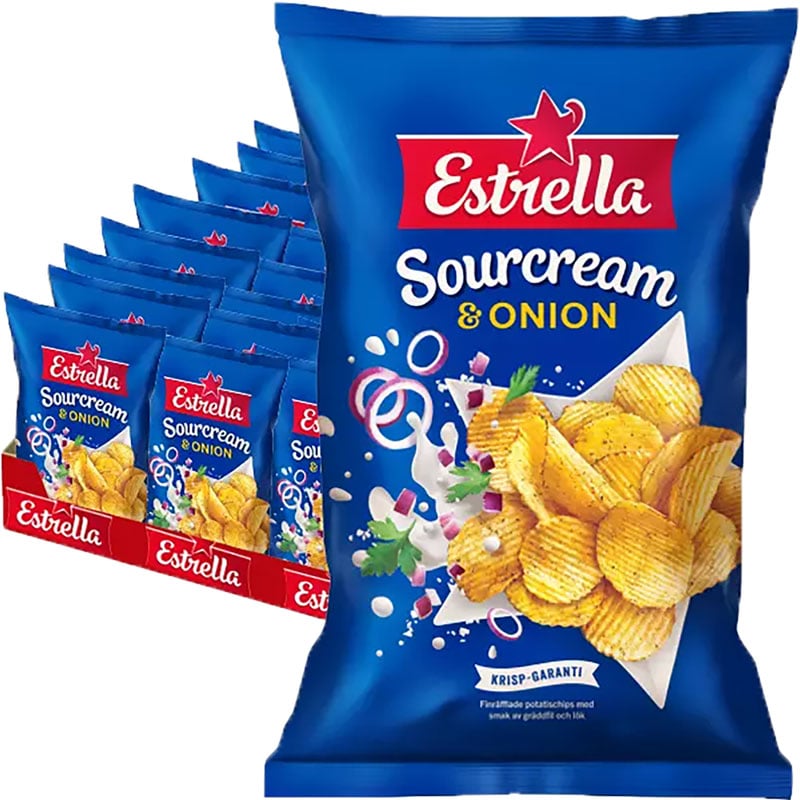 Estrella Chips Sourcream & Onion liten påse - 1