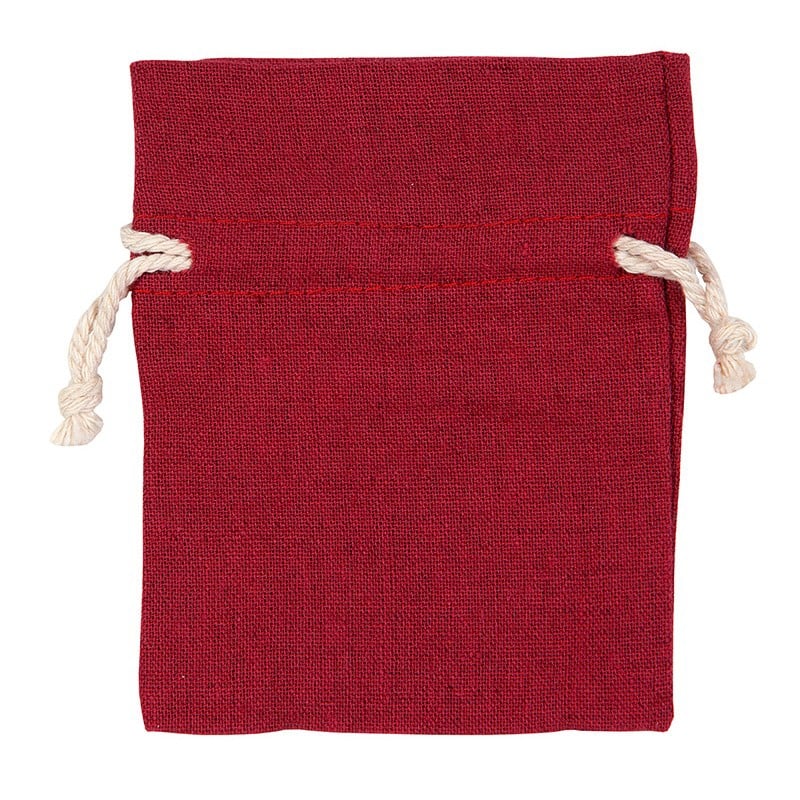 Tygpåse med snöre, vinröd - 1