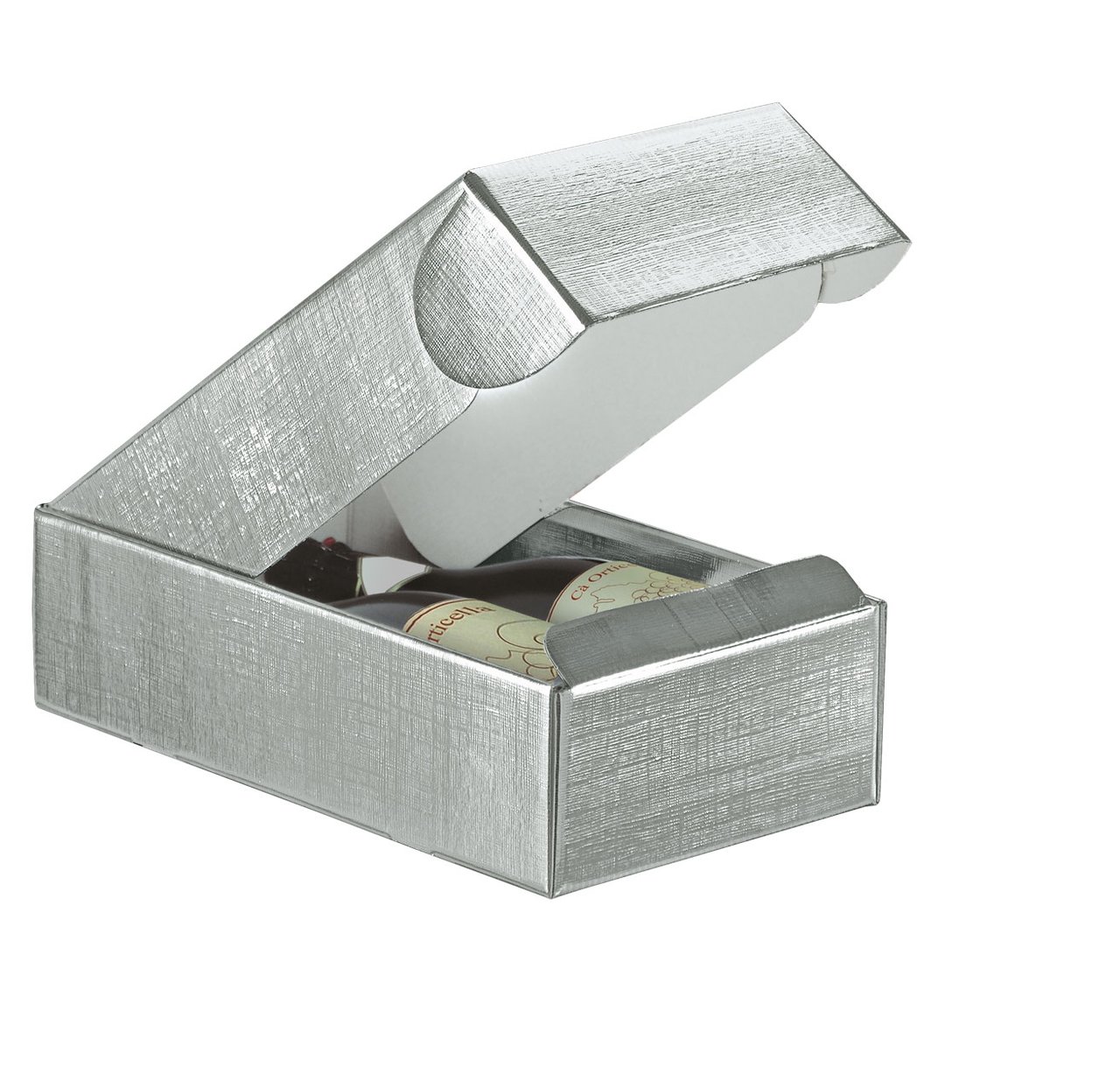 Flasklåda liggande linnepräglad silver - 1