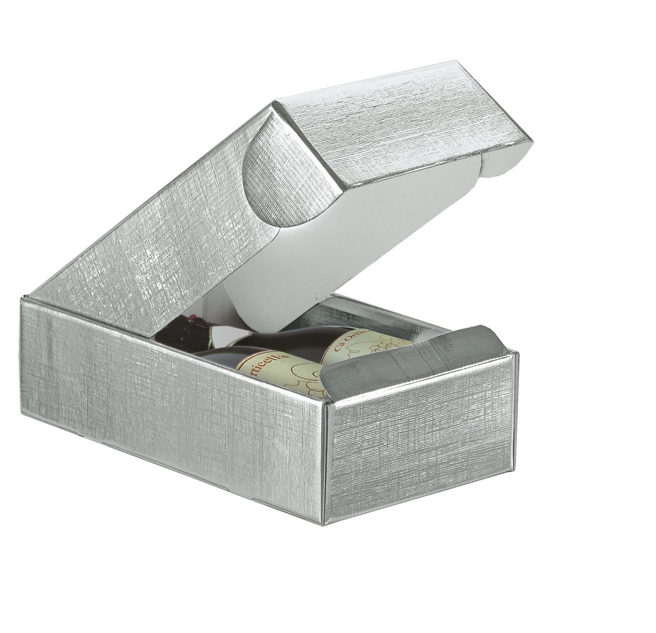 Flasklåda liggande linnepräglad silver - 1