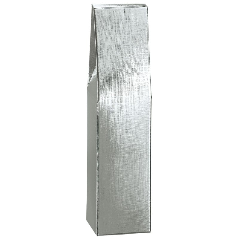 Presentkartong för flaskor linnepräglat silver - 2