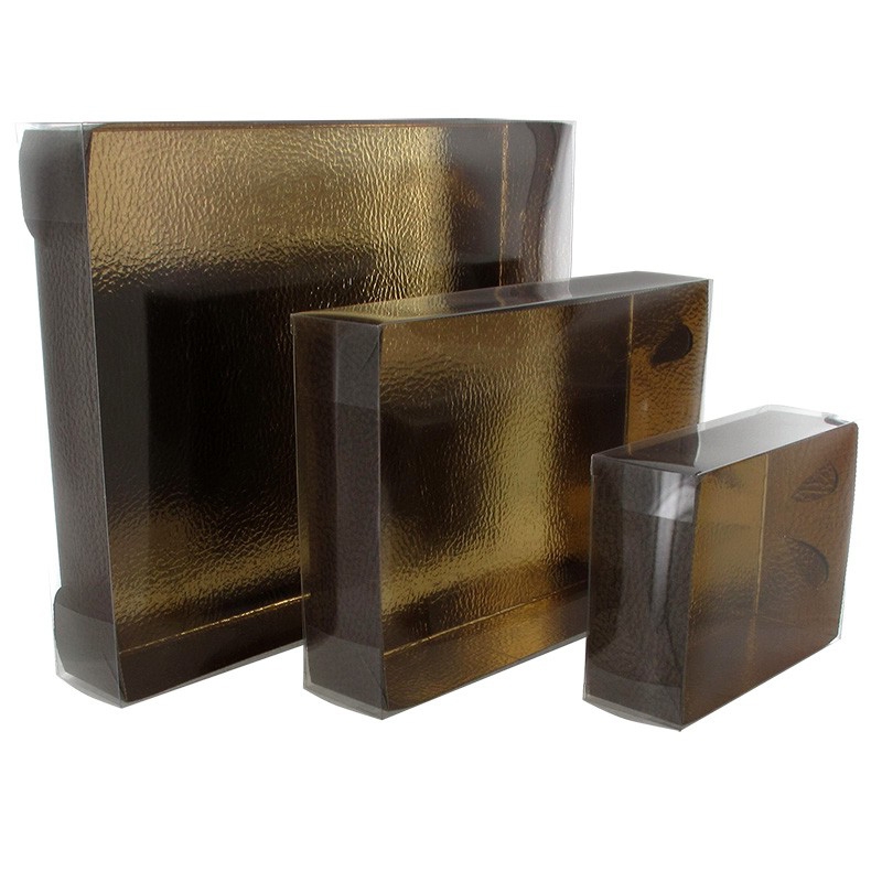 Brun presentkartong med lock, guldfärgad insida - 1