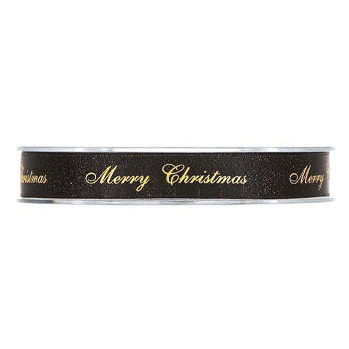 Presentband satin Merry Christmas svart