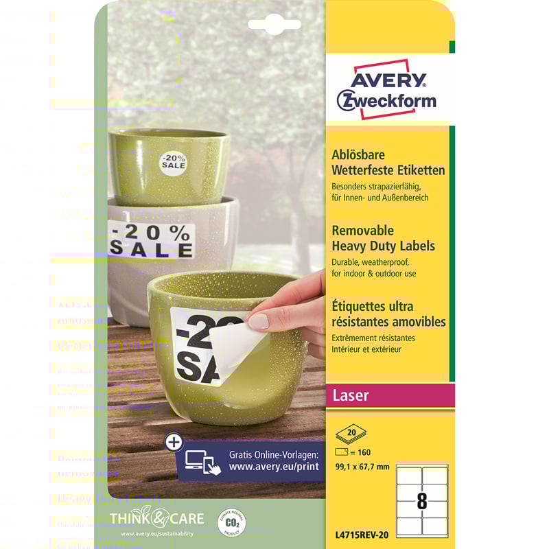 Avery etiketter Slitstark avtagbara - 1