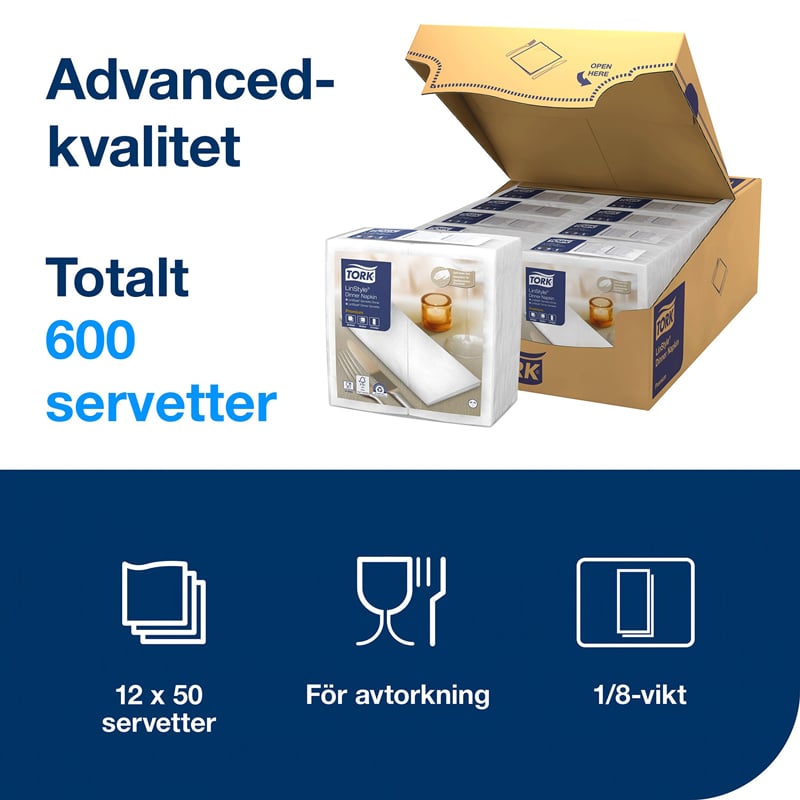 Tork LinStyle Dinner Napkin vit Premium - 2