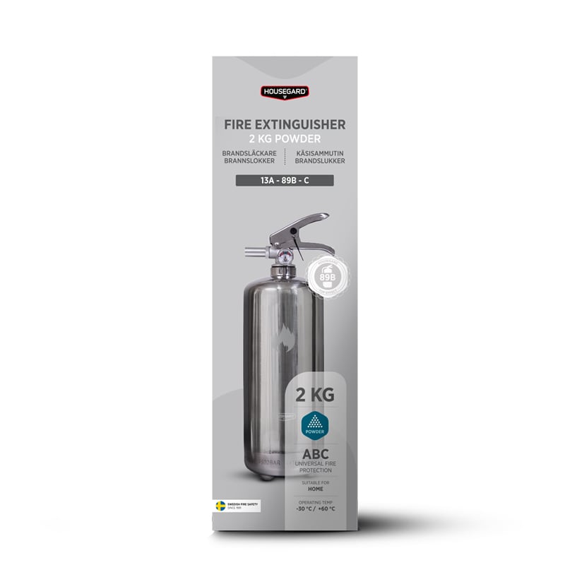 Brandsläckare Pulver Design Steel Housegard 2 kg - 1