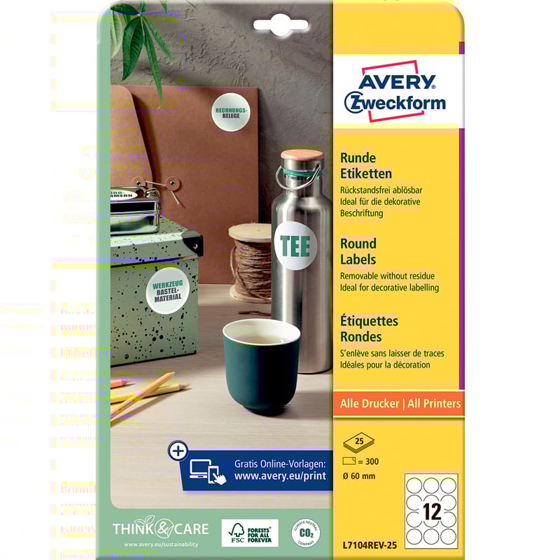 Avery avtagbar etikett rund - 2