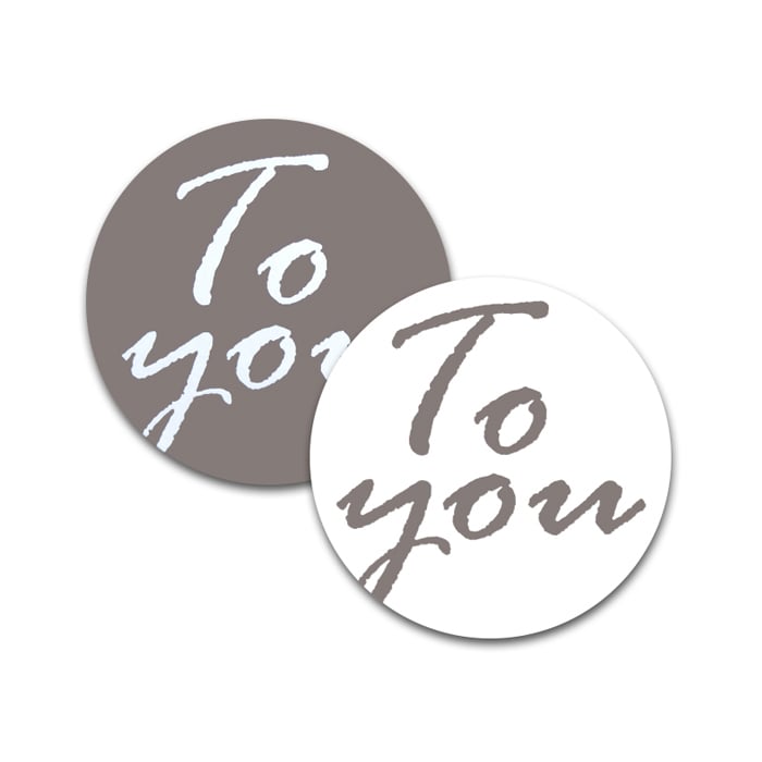 Etikett rund To you grå/vit - 1