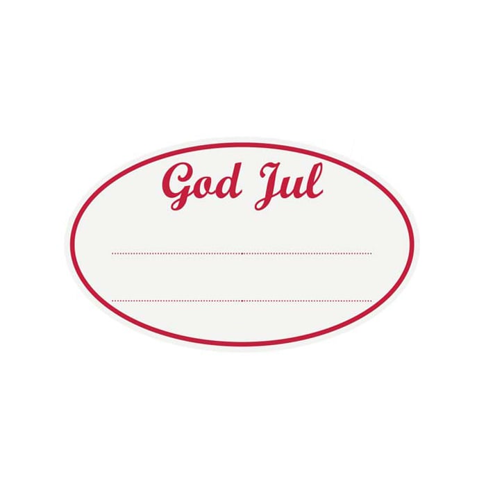 Etikett God jul oval vit matt - 1