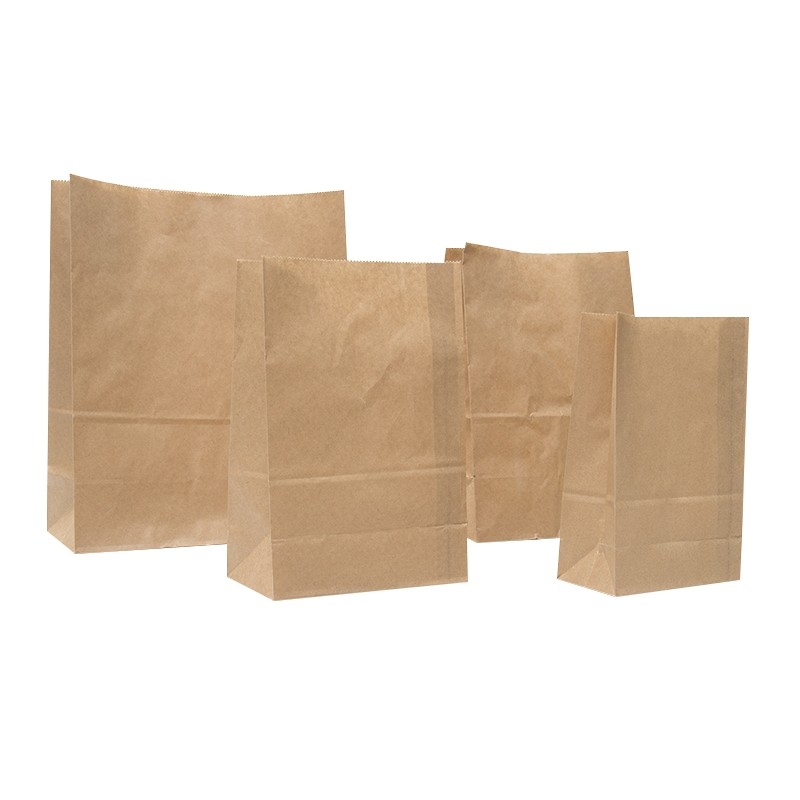 Papperspåse med fyrkantsbotten / konditoripåse - brun - 1