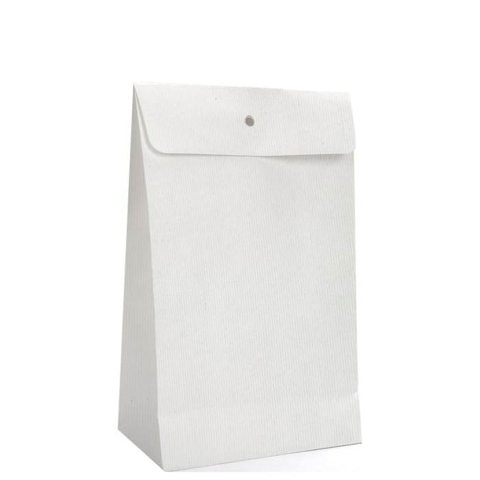 Presentpåse med tejpförslutning matt ribbad vit - 2