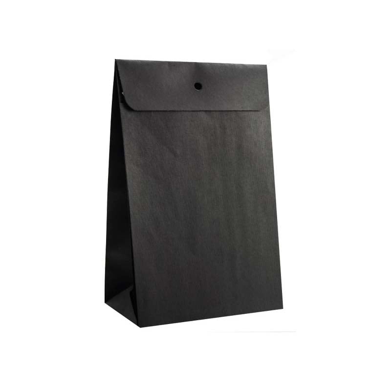 Presentpåse med tejpförslutning matt ribbad svart - 1