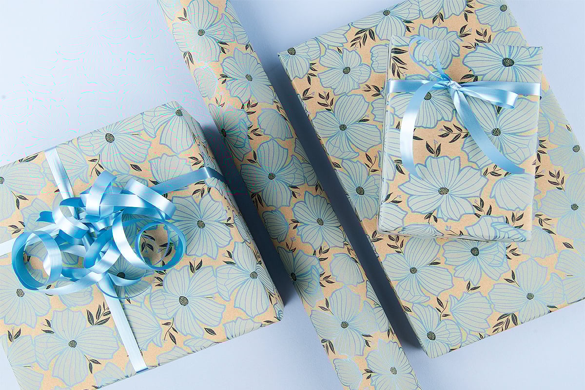 Presentpapper Sakura Blå - 3