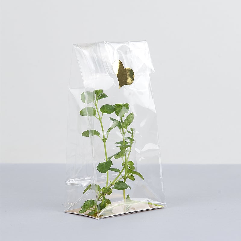 Cellofanpåse med guldfärgad bottenplatta - 1