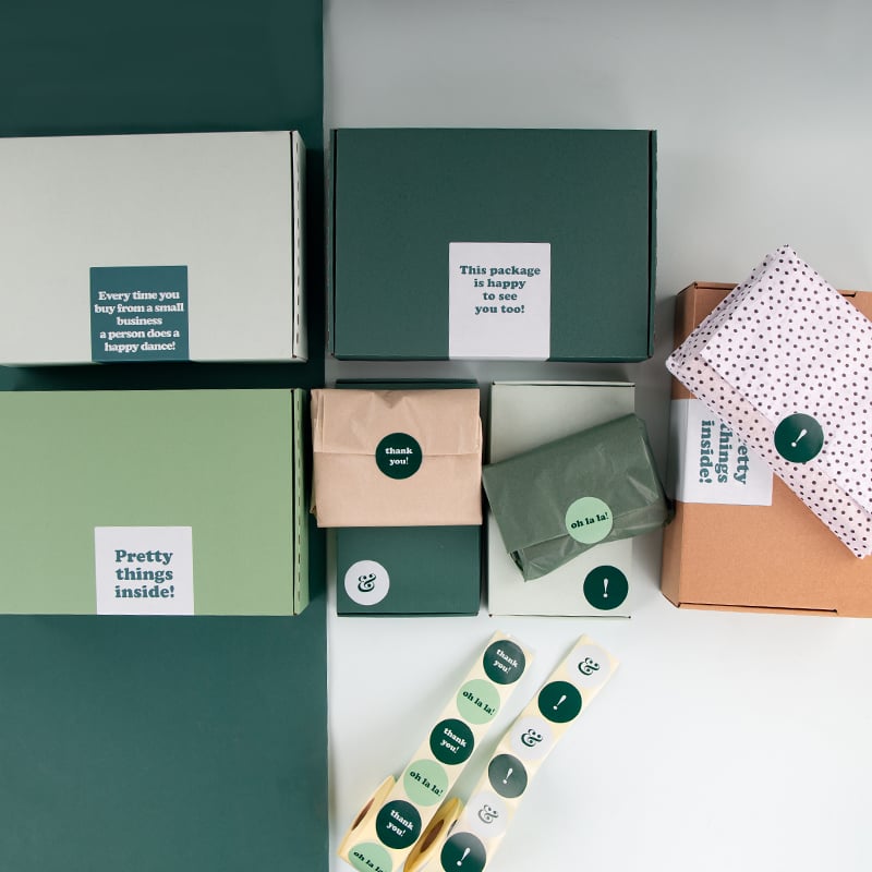 Förslutningsetikett i gröna nyanser med tryck- Engelsk text - 3