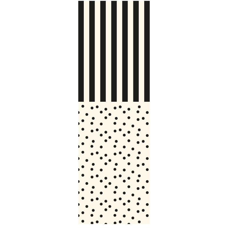Förslutningsetikett Striped/ dots black/creme - 2