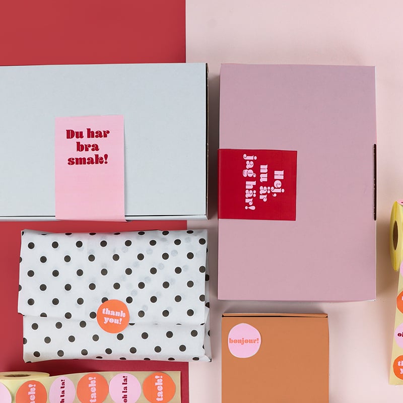 Förslutningsetikett kulörta med tryck - Svensk text - 1