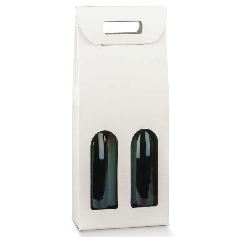 Flasklåda med fönster vit linnestruktur - 2