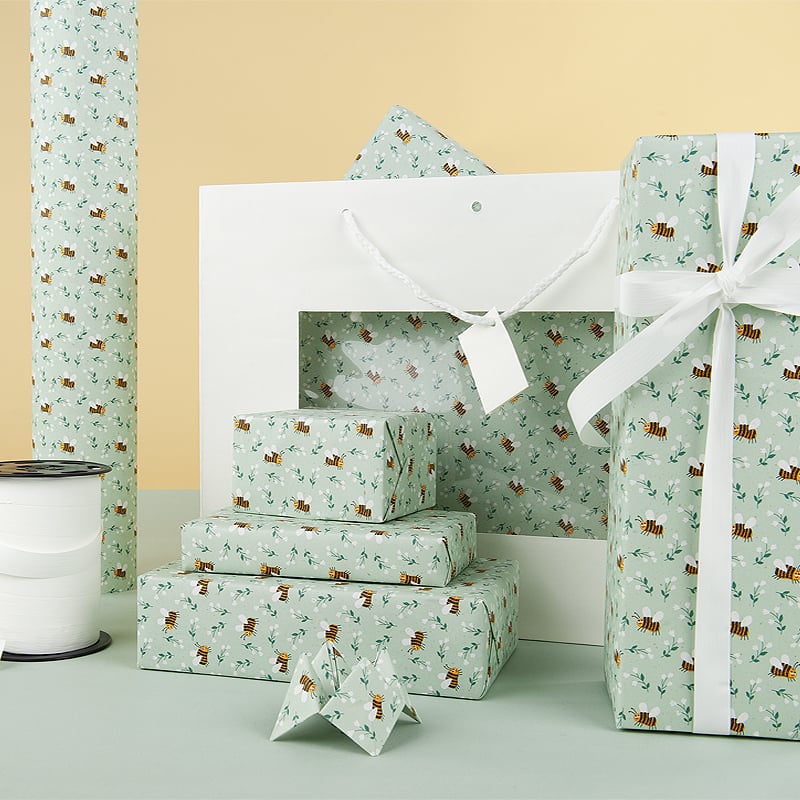 Presentpapper Flower Bees