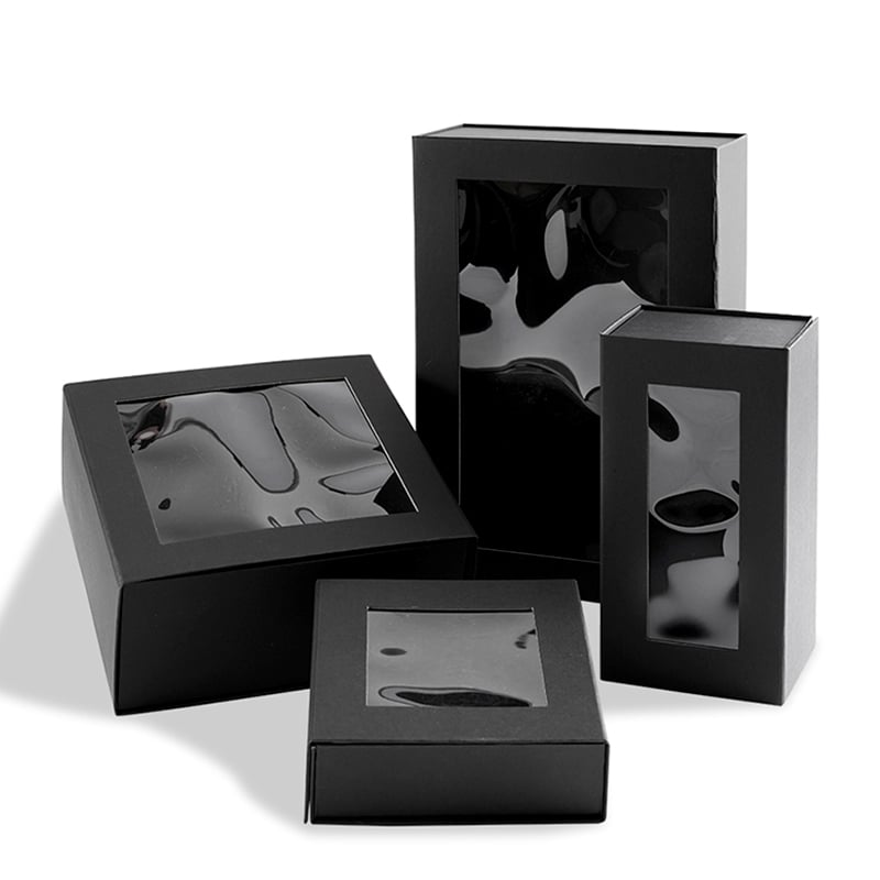 Presentkartong Lyx svart med fönster och magnetstängning - 1