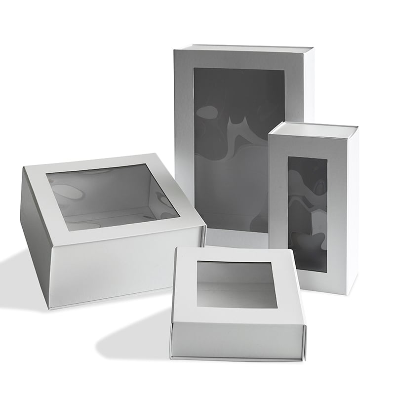 Presentkartong Lyx vit med fönster och magnetstängning - 2