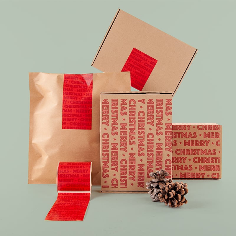 Brevpack i kraft med rött tryck - For X-mas - 2