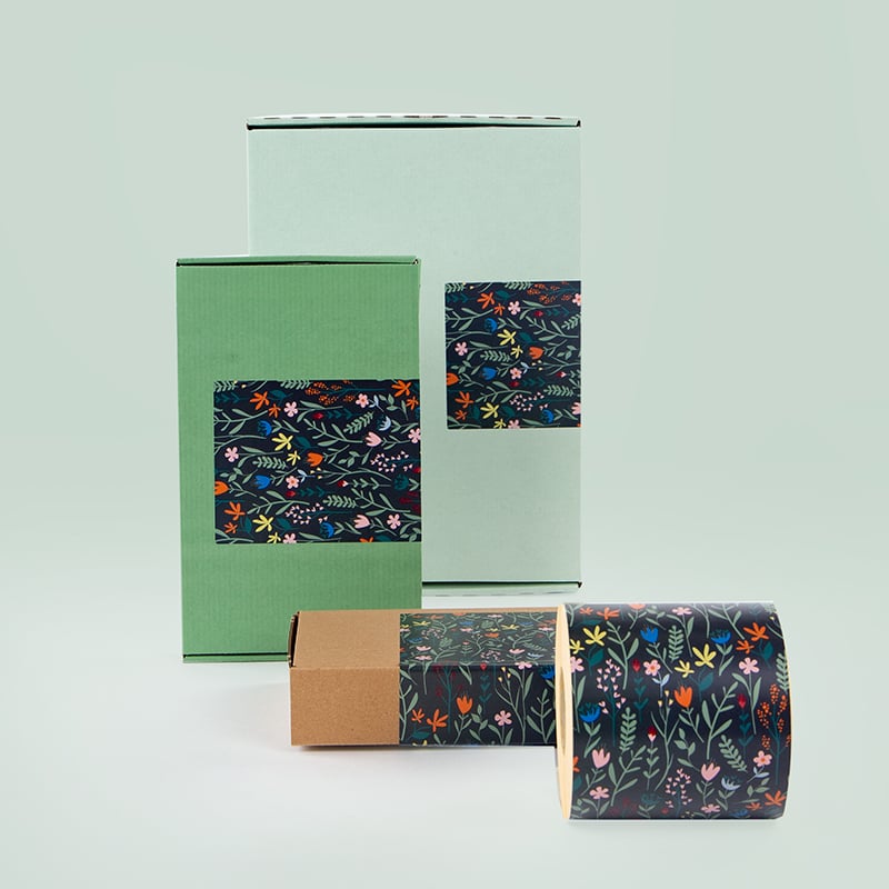 Förslutningsetikett i mönstret "Garden Black" - 2