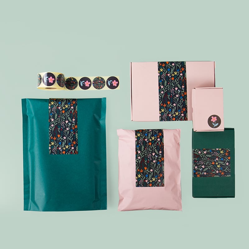 Förslutningsetikett i mönstret "Garden Black" - 4