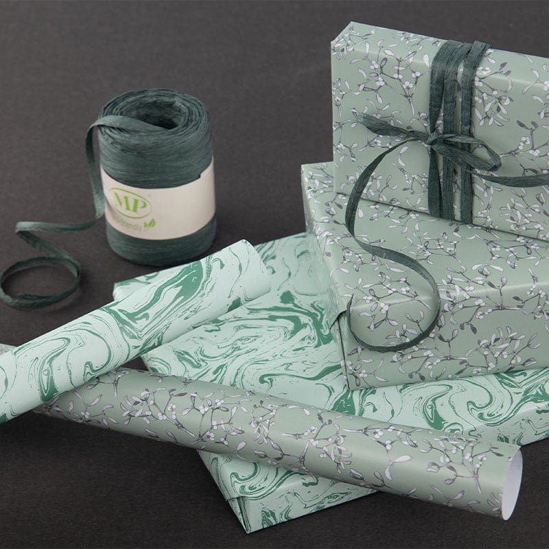 Presentpapper Green Marble - 2